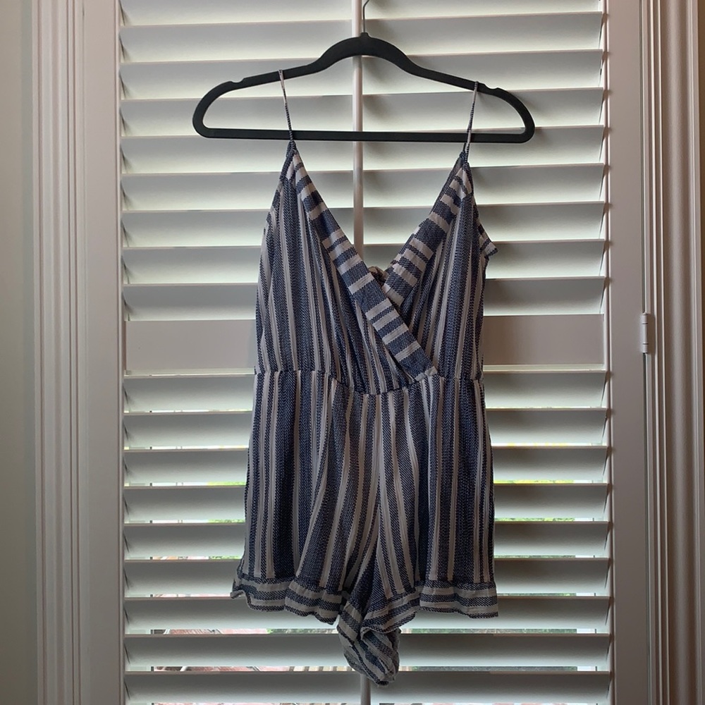 Navy striped romper